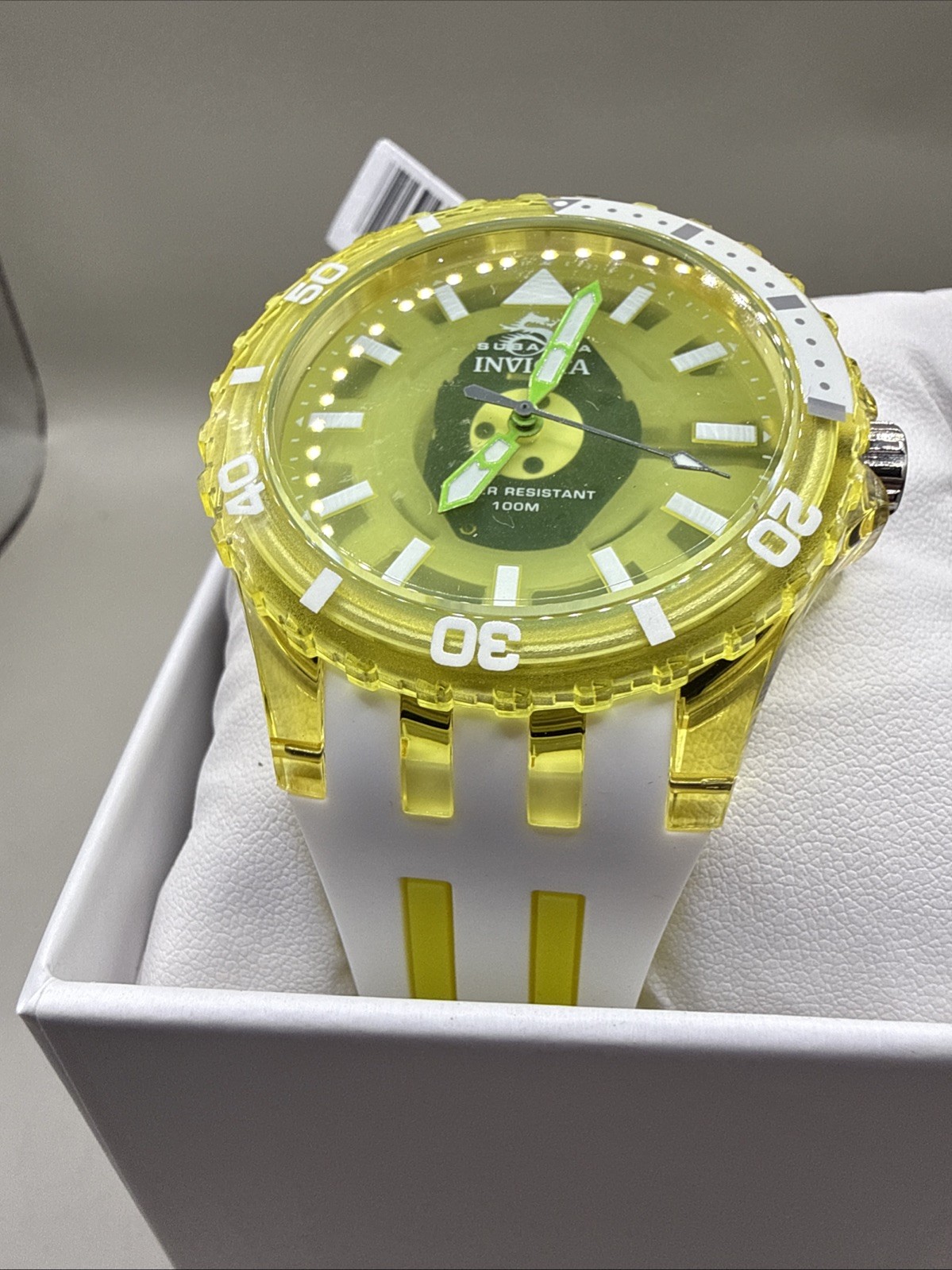 Invicta Subaqua Men’s 44mm Watch Transparent Yellow Green Silicone Sport 69451