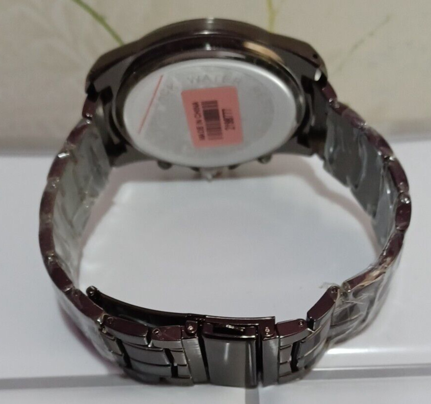 GENOA Japanese Movement Mens Watch Stainless Steel Dark Silvertone
