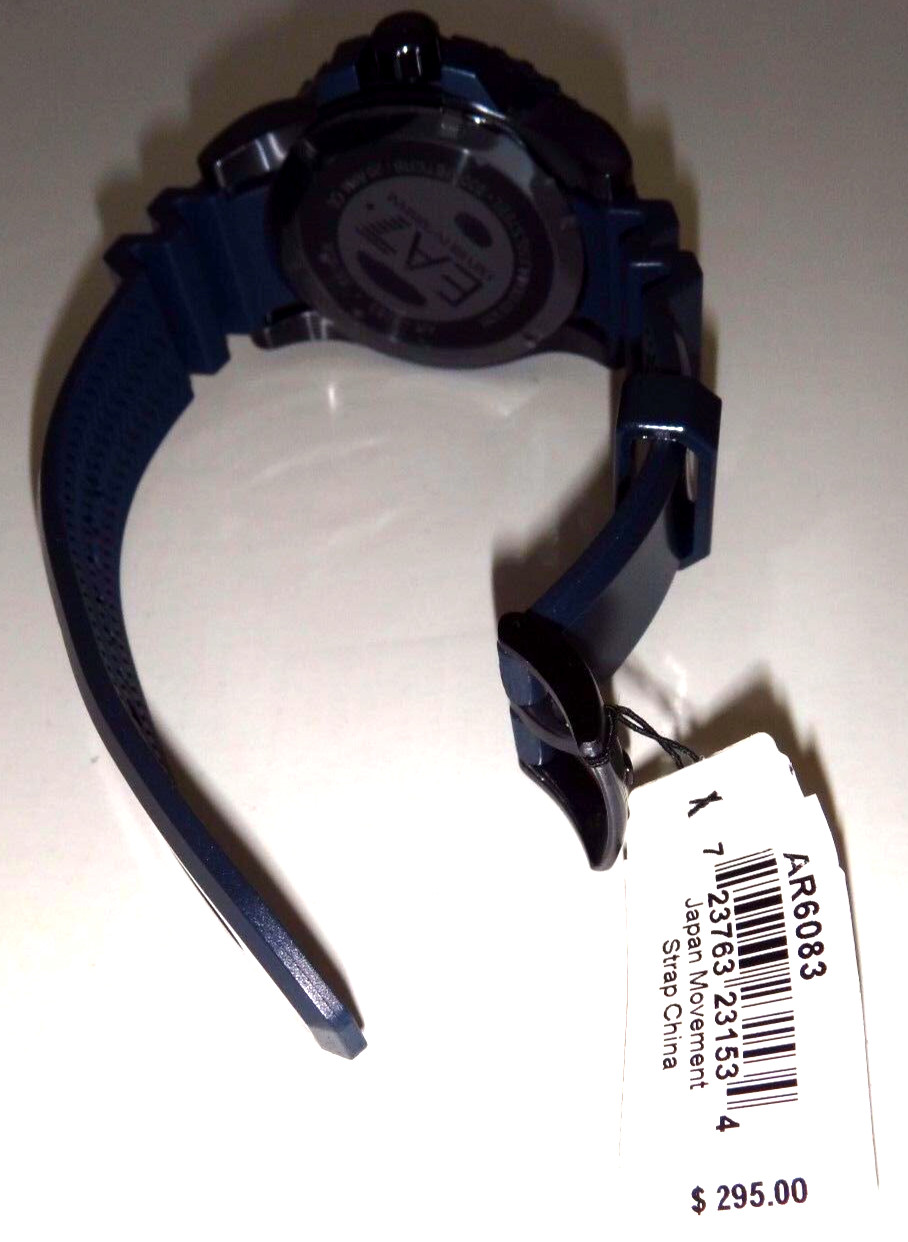 EMPORIO ARMANI Men’s Sportivo Blue S/Steel Watch AR6083 Blue Dial 46mm WR 20 ATM