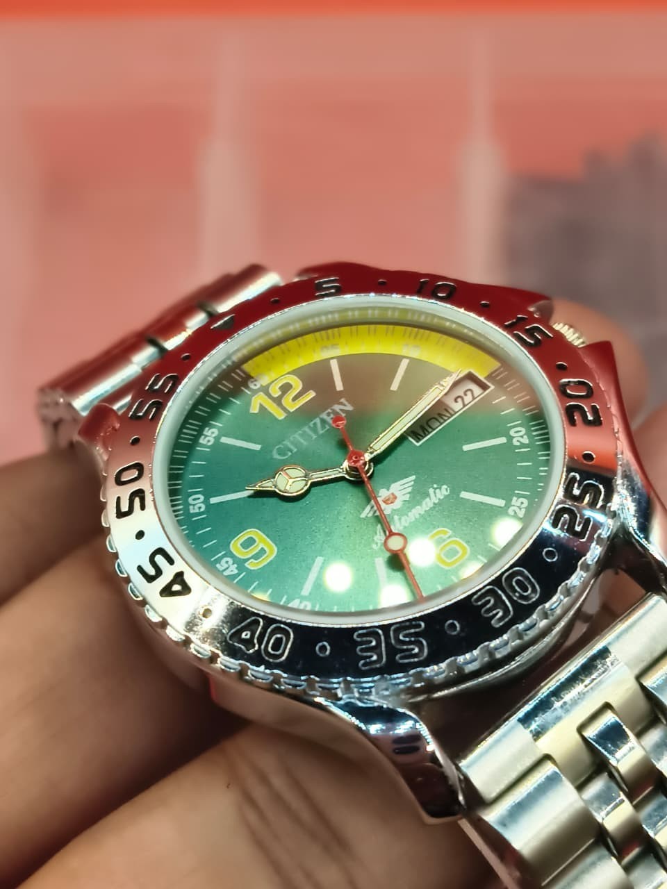 Automatic 8200 21Jewels Restored Dial Green DayDate Mens Japan Watch Vintage 59