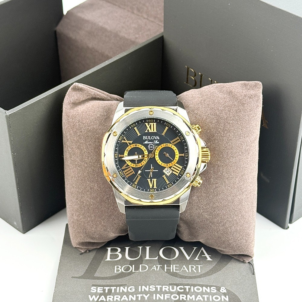 Bulova Men’s Marine Star 44mm Black Dial Chronograph Quartz Watch 98B277
