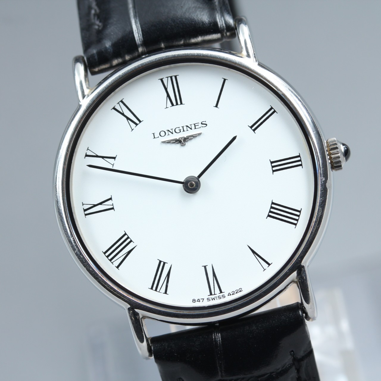 Longines [Near Mint-] 847 4222 White Roman Dial 33mm Men’s Manual Watch JP #326