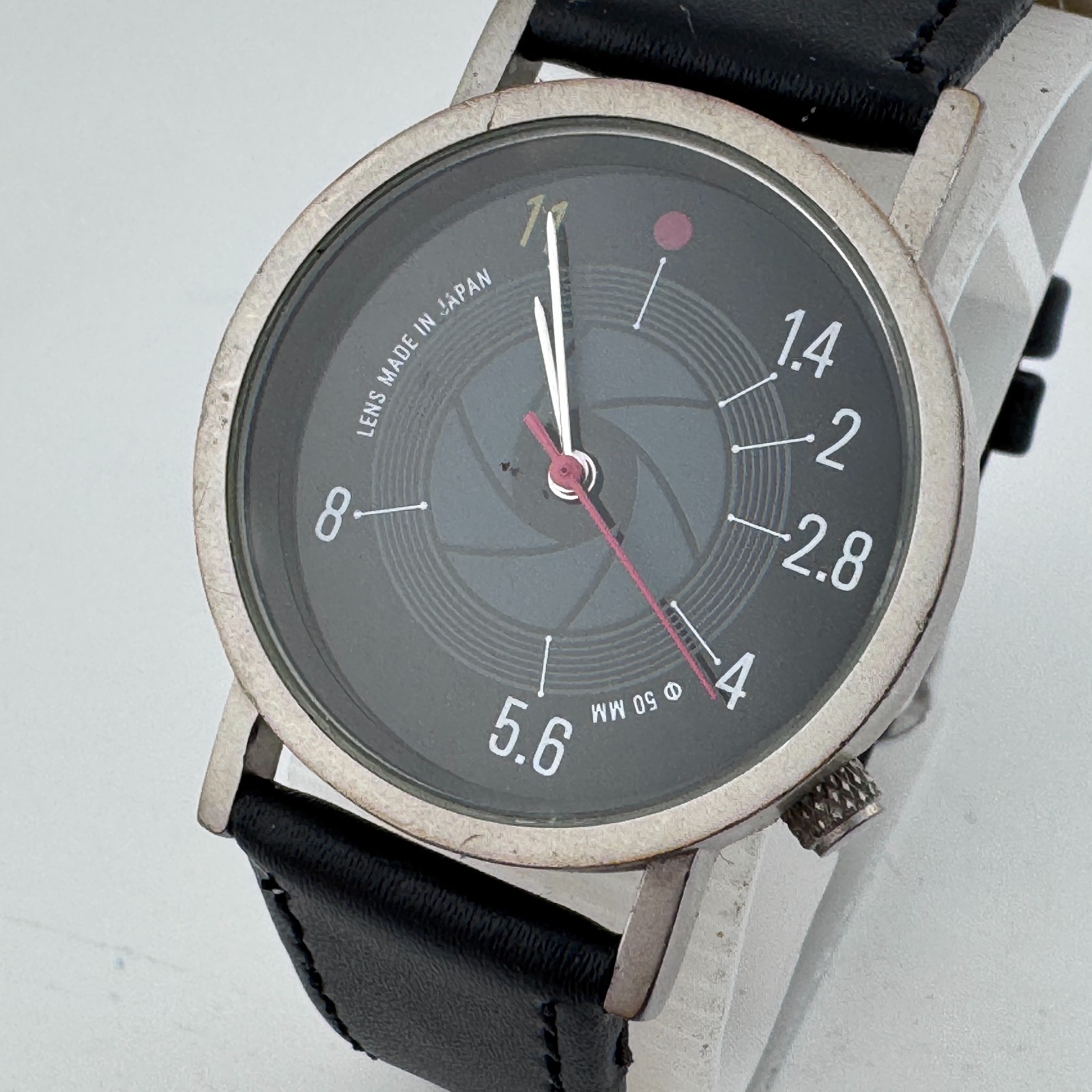 VTG Tempus Fugit Quartz Watch Unisex Silver Lens Dial Leather Analog New Battery