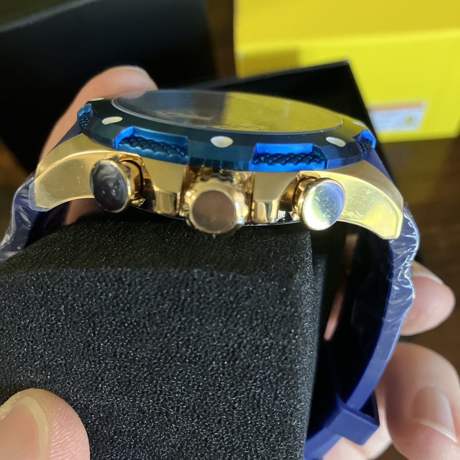 NIB 50mm Invicta I-Force Axis 39997 – 50mm Blue/Gold Chrono