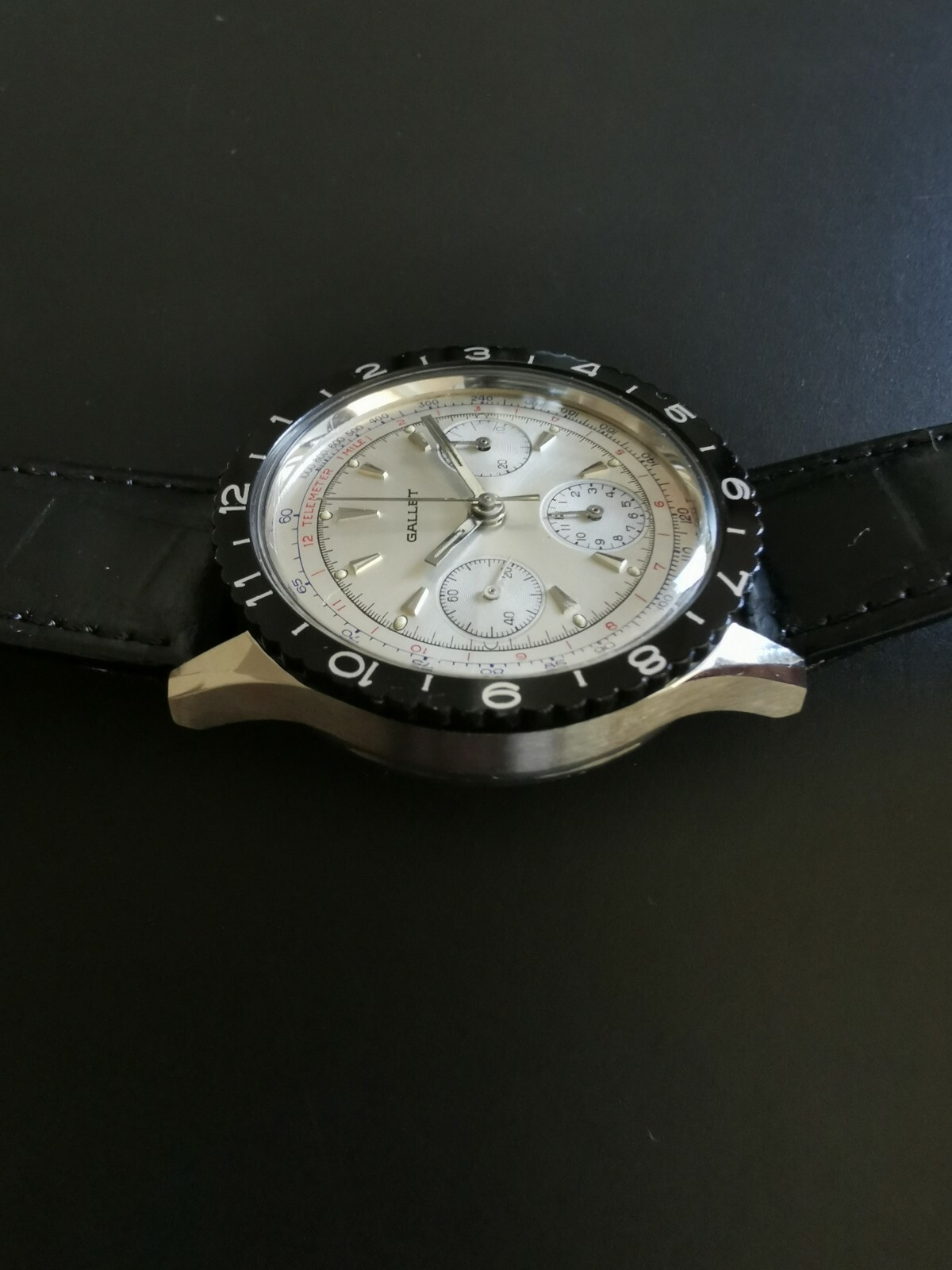 Vintage Gallet MultiChron Pilot Chronograph Stainless Steel Valjoux 72