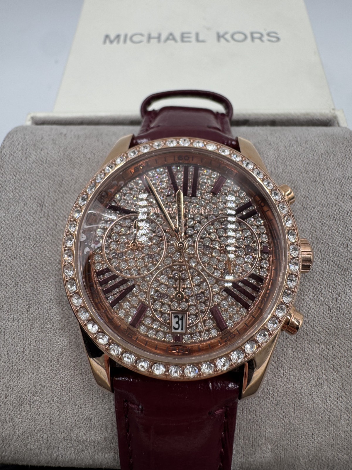 Michael Kors Women’s Lexington Pave Rose Gold Tone and Crocodile MK2971
