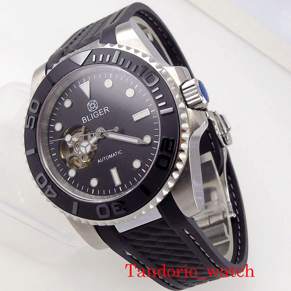 BLIGER 40mm Grey Green Dial Sapphire Glass NH38 Automatic Men Watch Rubber Band
