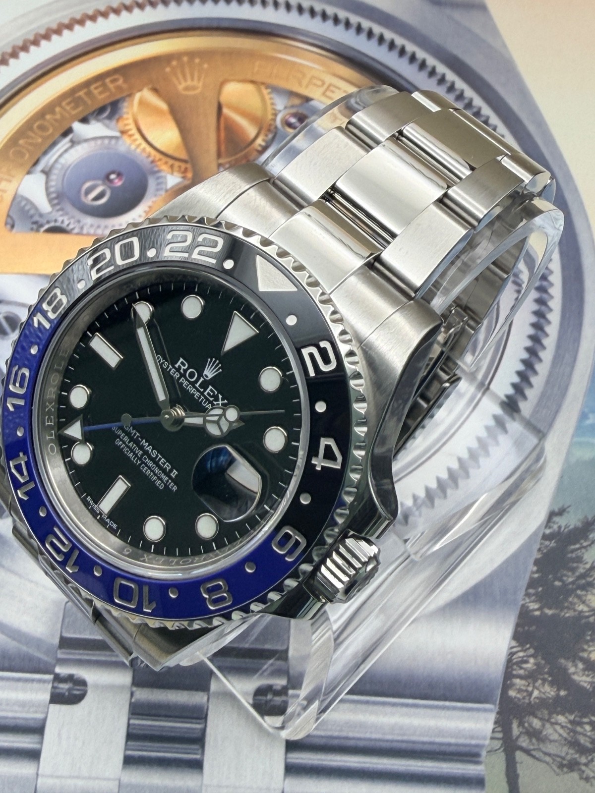 Rolex GMT-Master II 116710BLNR Silver Oyster Bracelet with Blue and Black Bezel