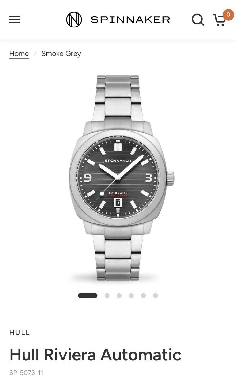Spinnaker Hull Riviera Men’s Automatic 100m Gray Dial Steel Bracelet w/ Box