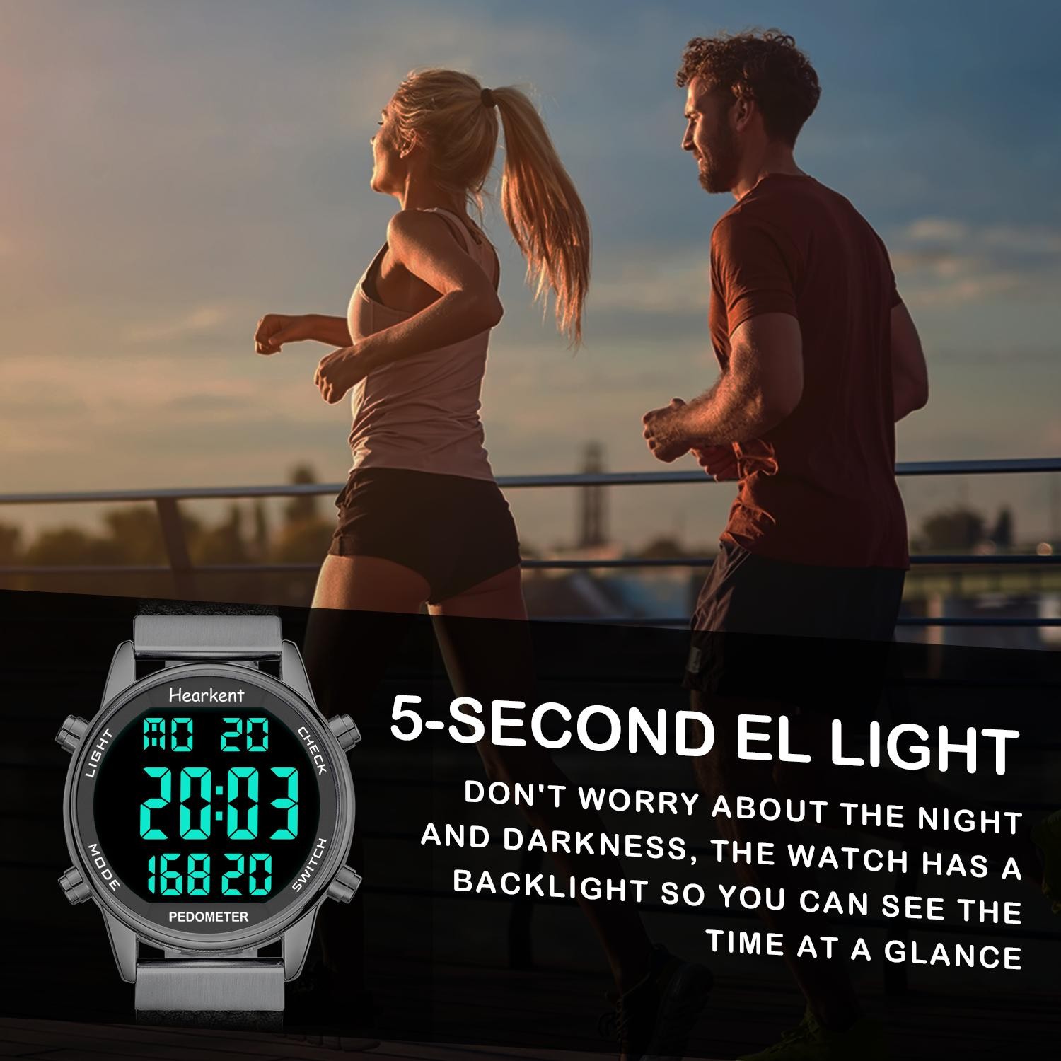 Hearkent Pedometer Sport Watch with Step Counter, Calories & Stopwatch