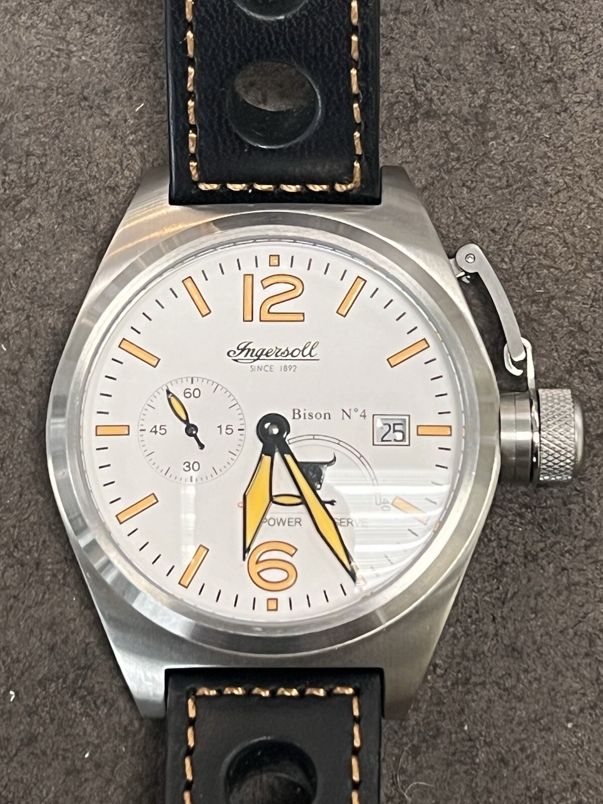 INGERSOLL 1892 Bison No.4 IN1605 Calibre 721 White & Orange Dial Men’s Watch