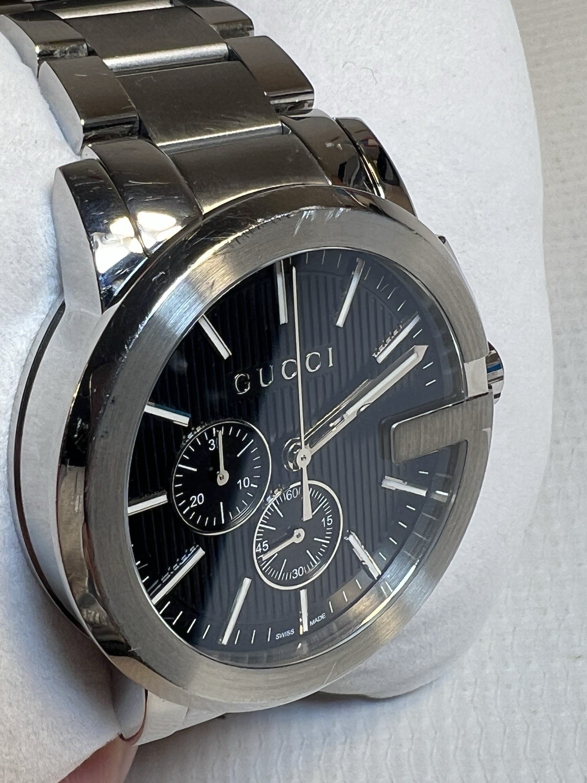 Gucci G-Chrono 44mm Men’s Watch Black Dial Quartz Full Set New Battery