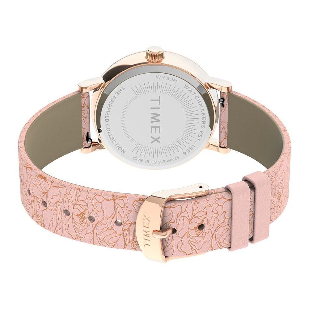 Timex Fairfield Floral Leather Strap Ladies Watch TW2R45700