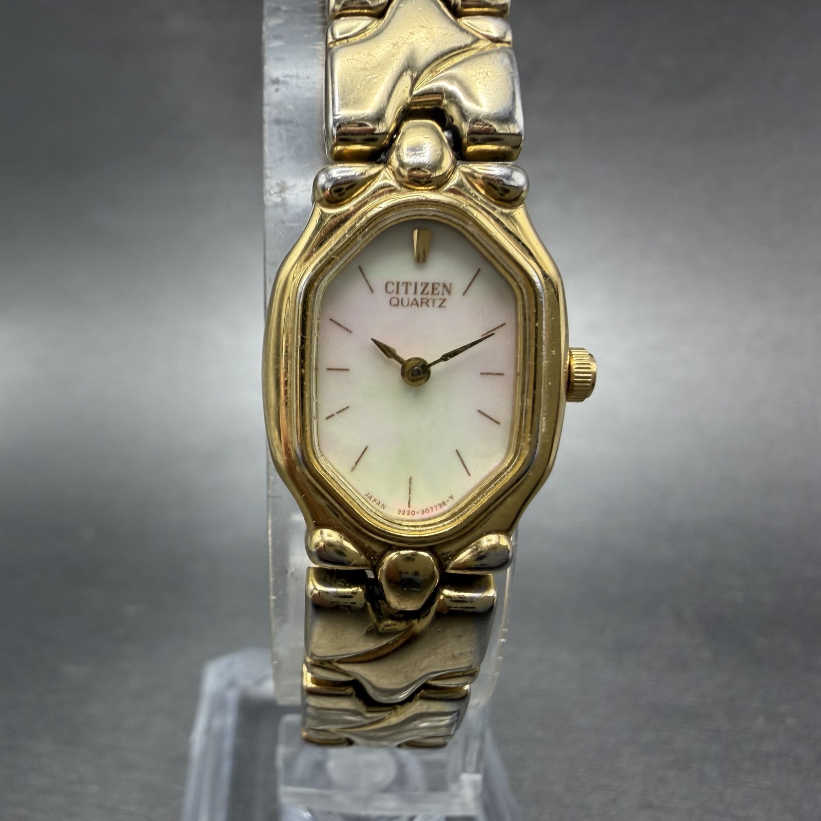 Citizen Watch Women 17mm MOP Dial Gold Tone Hexagon 3220-326130 New Battery ABDC