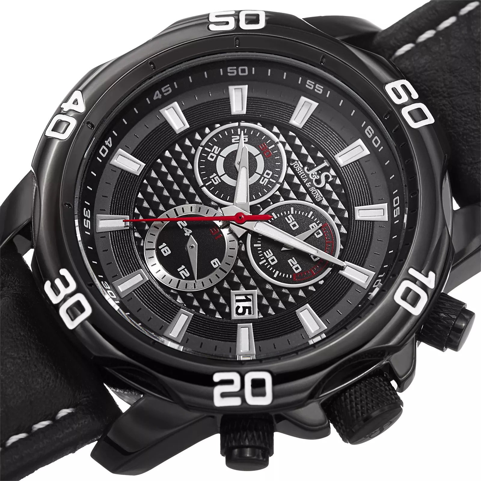 Joshua & Sons JX109BK Round Black Dial Chronograph Quartz Black Strap Mens Watch