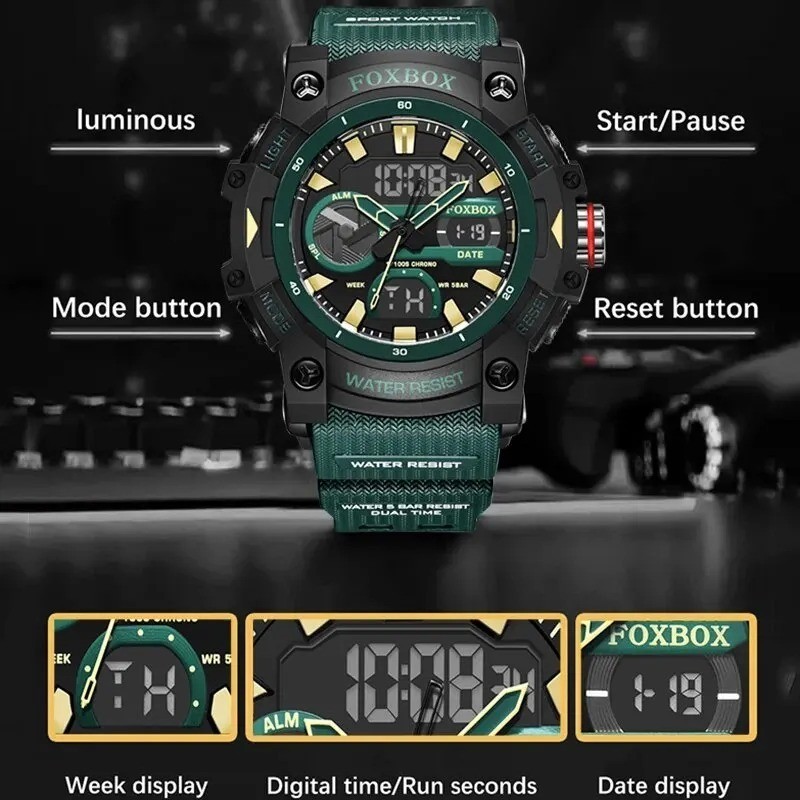 LIGE Men Digital Watch Luxury Fashion Dual Display Waterproof Sport Casual Wrist