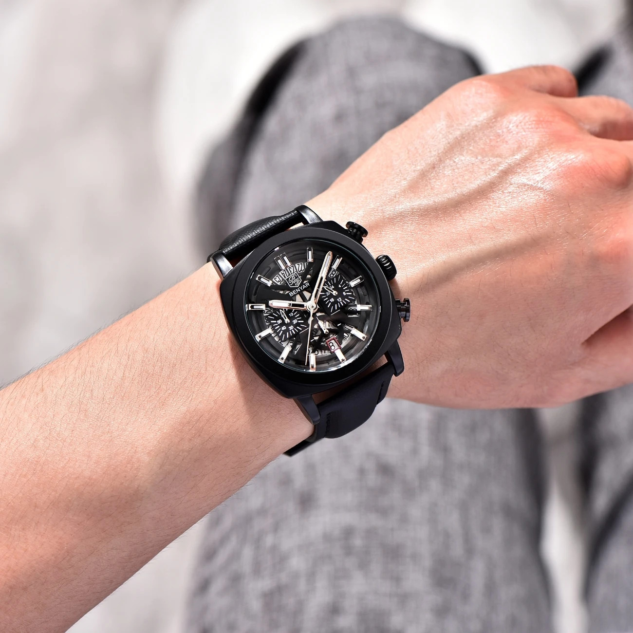 BENYAR 43MM Chronograph Quartz Men’s Watch 50M Luminous AR Crystal