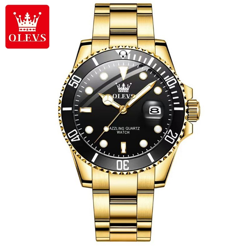 OLEVS Men’s Quartz Watch Stainless Steel Band Waterproof Luminous Wristwatch
