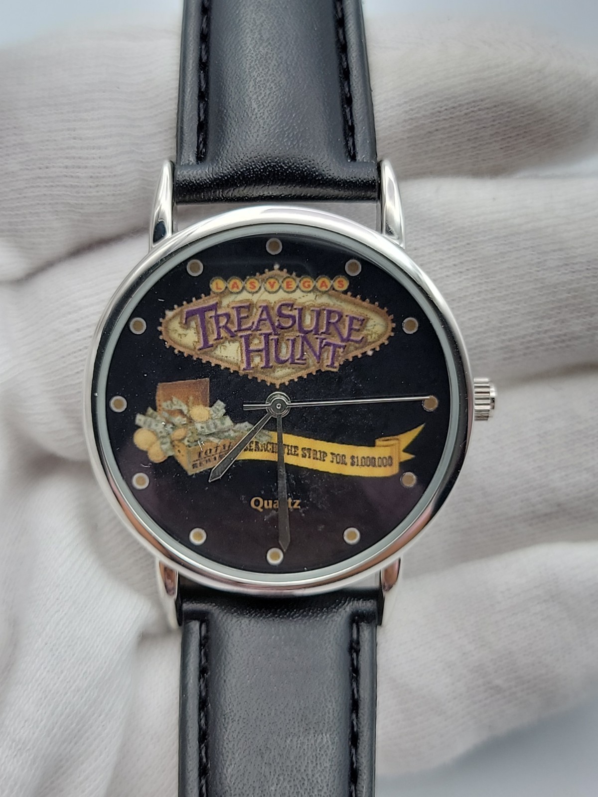 Las Vegas Teasure Hunt Men Watch 35mm Black Straps 5.75″-7.5″, Runs