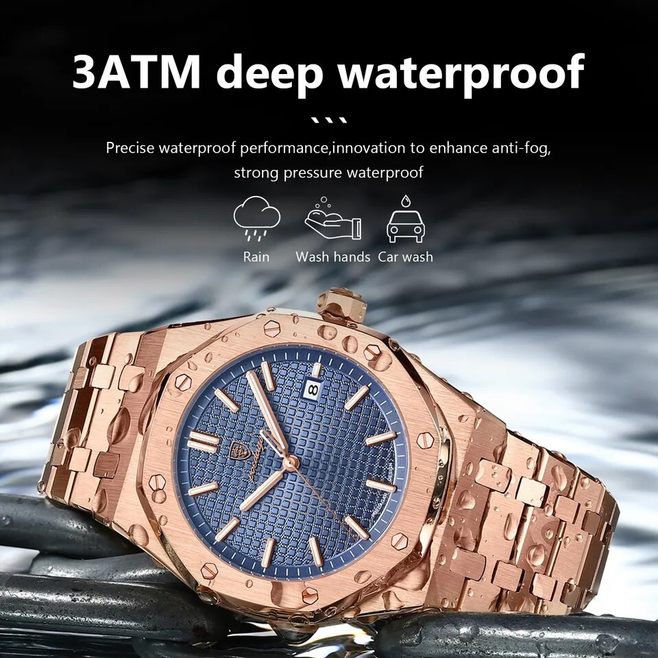 POEDAGAR Luxury Business Watch for Man Sport Stainless Steel Men Watch analog