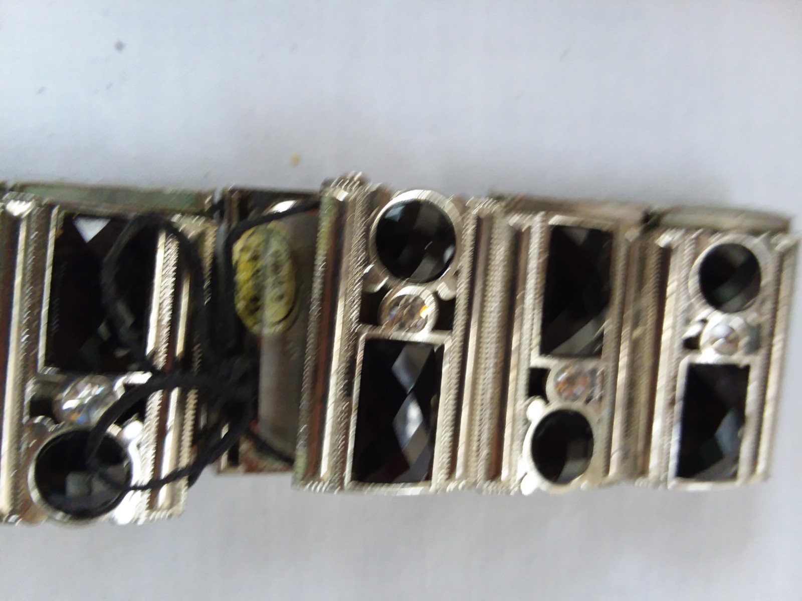 2 Ladies Sophie Quartz Watch Silver Case & Silver & Black Stretch Bracelet As Is