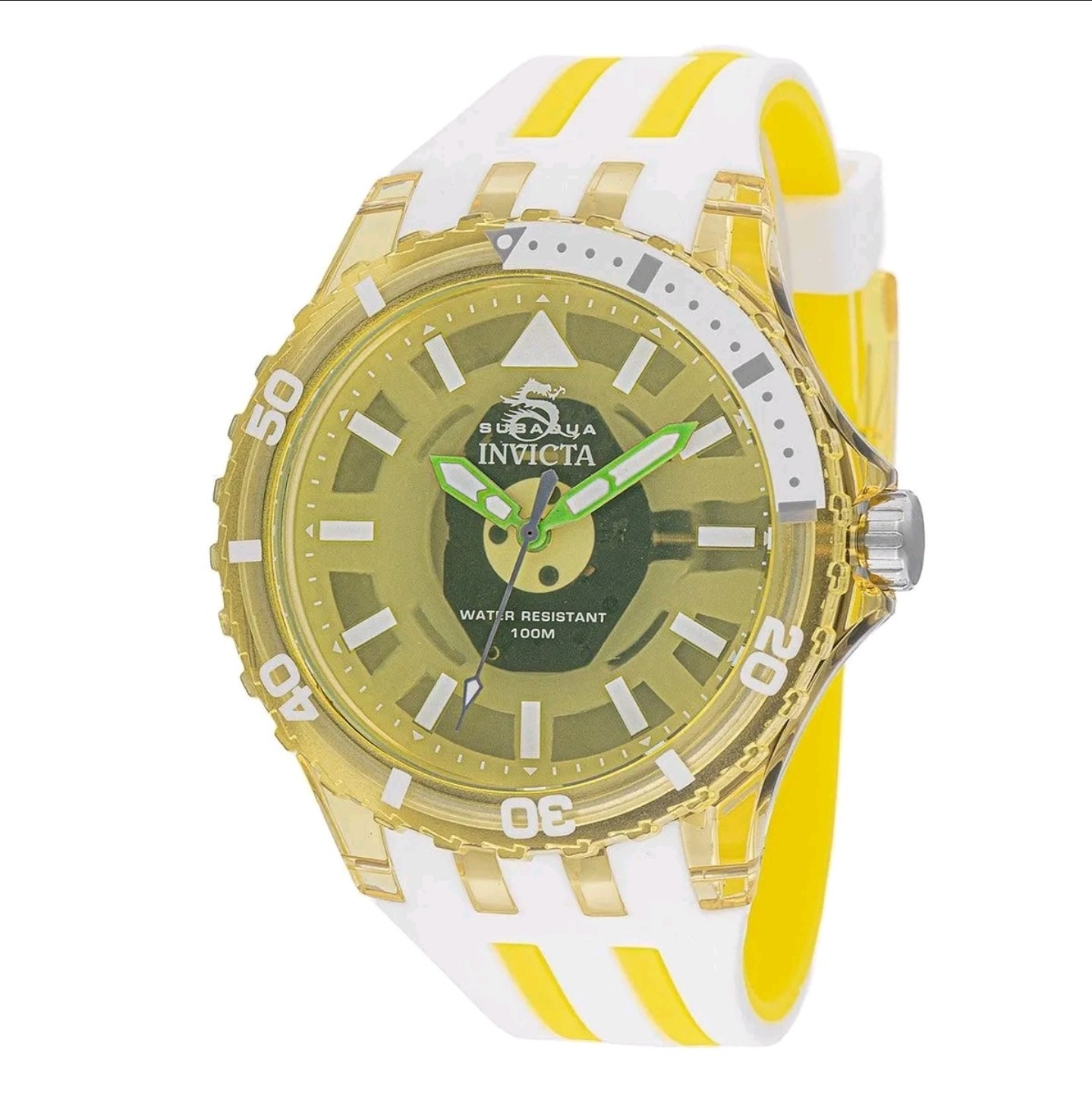 Invicta Men’s Watch Subaqua Quartz White and Yellow Silicone Rubber Strap 69451
