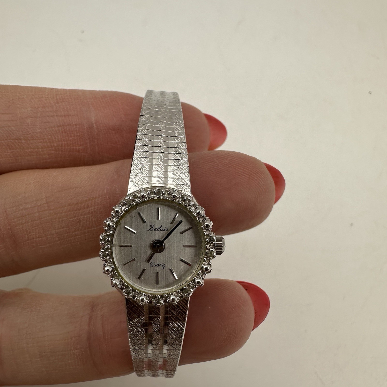 Belair Vintage Women’s Quartz Round Watch W/Diamond Acc New Battery