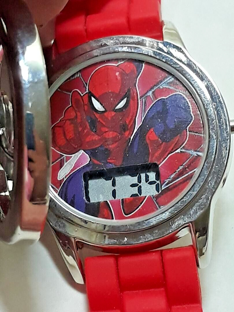 Marvel Spider-Man Unisex Children’s Watch with Metallic Spinner Top ~ WORKS