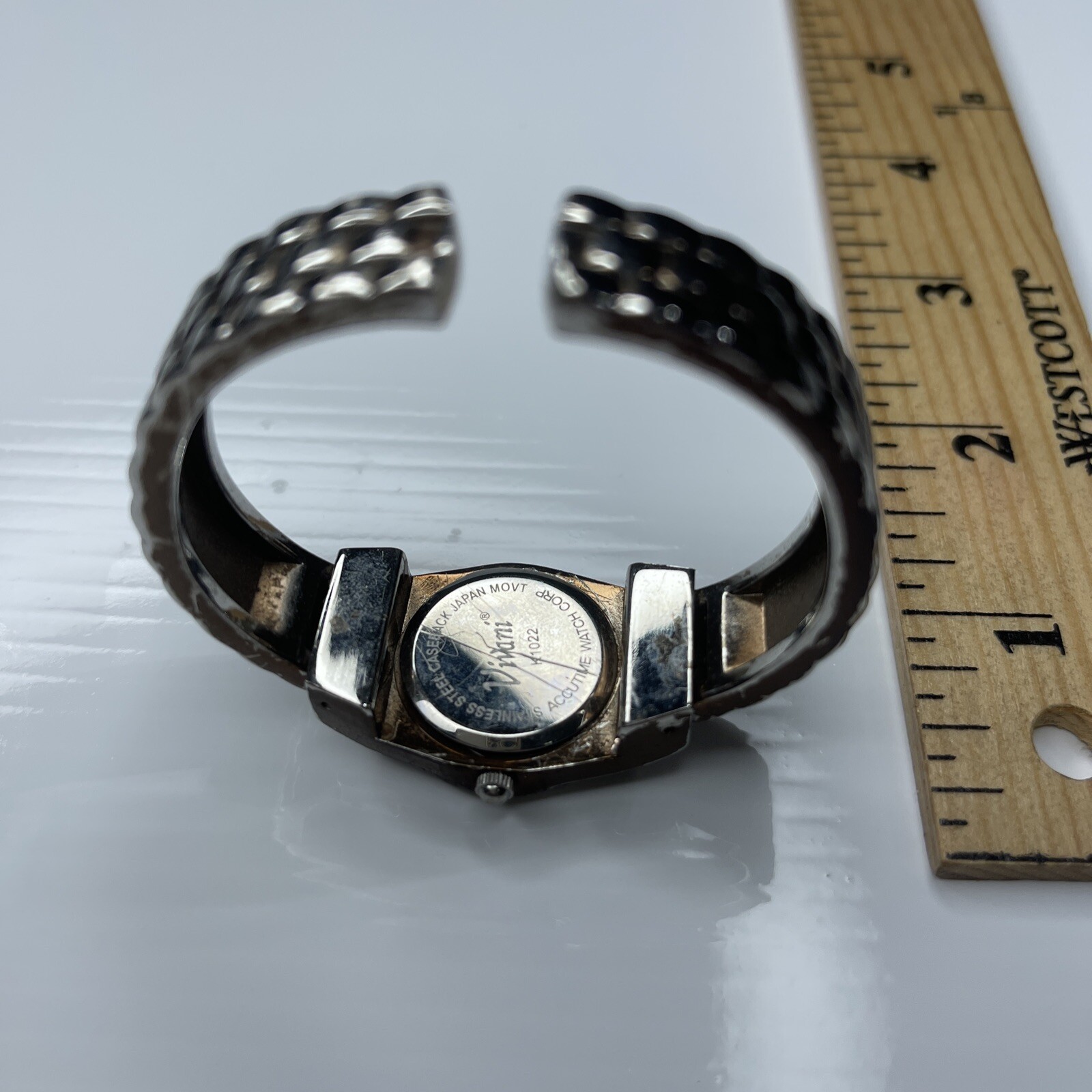 F Vivani K1022 Accutime Japan Brown Cuff Retro Stainless Ladies Watch Works
