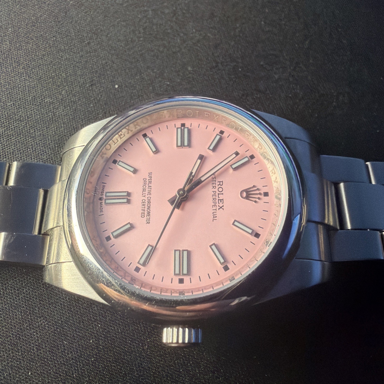 Rolex Oyster Perpetual 34mm Candy Pink Dial Steel Automatic Watch 5500 Year 1968