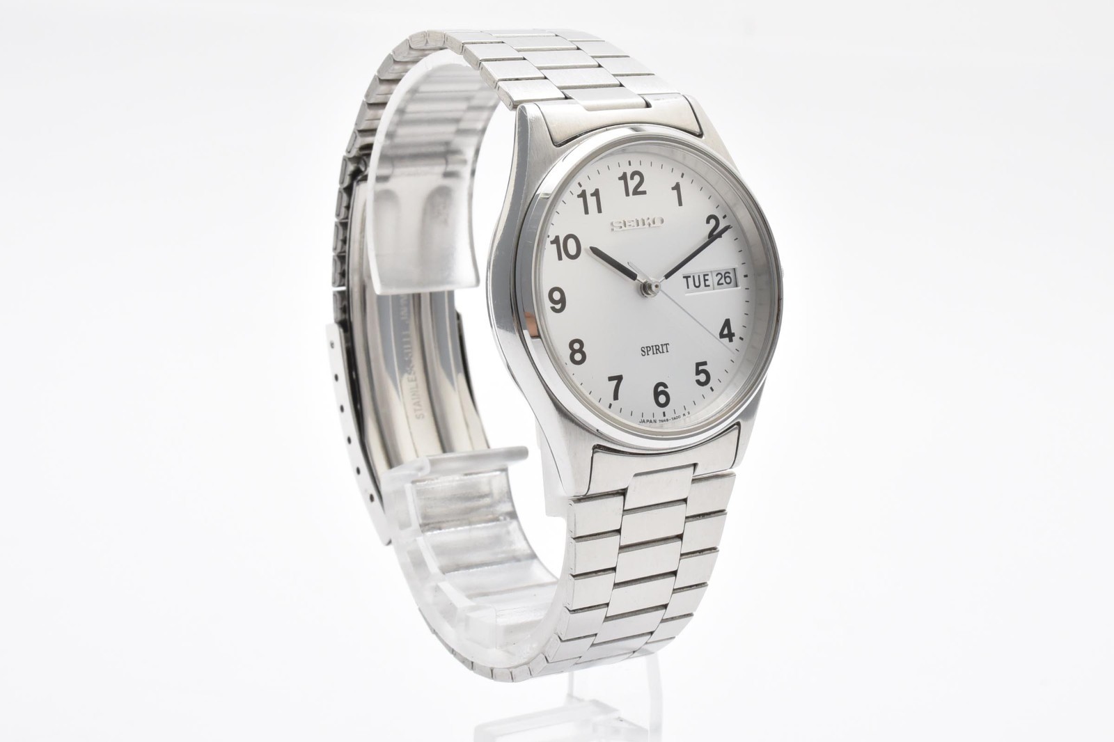 [Near MINT] SEIKO Spirit 7N48-7A00 Quartz Men’s Watch White Dial Day Date Japan