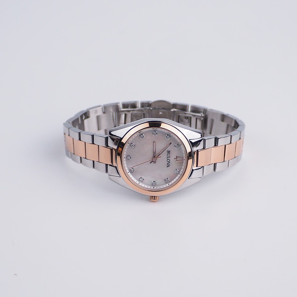 Bulova Surveyor Diamond 98P207 Mother of Pearl Dial Rose Gold Band Women’s Watch