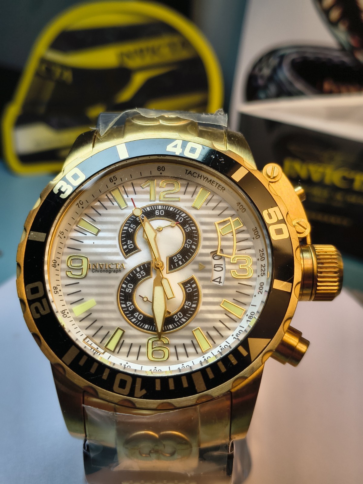Invicta Curdoba 4899 Gold Dial New Bracelet New Battery 51.5mm