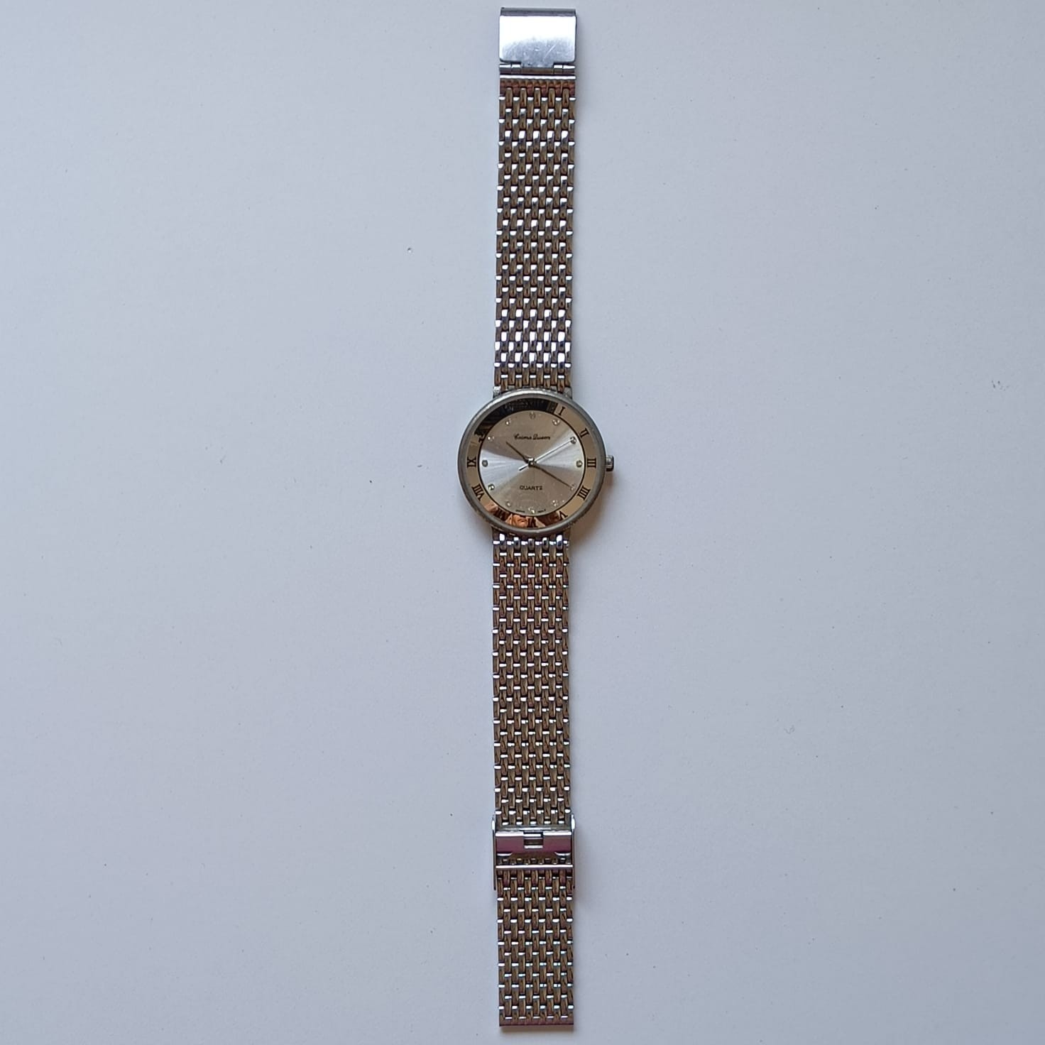 Vintage Cosmo Queen Quartz Women Watch Silver Dial Roman Bezel Japan Movt Steel