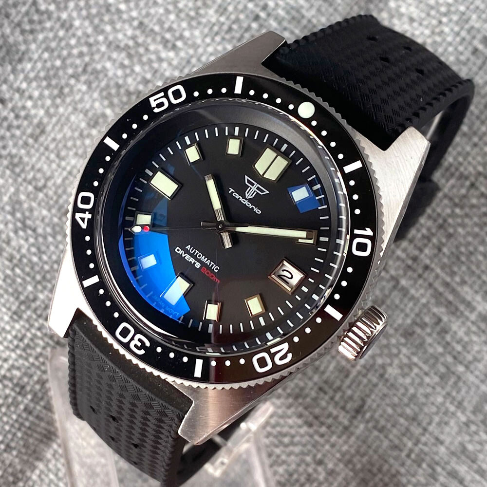 41mm Tandorio Black Dial Sapphire Glass Japan NH35A PT5000 Automatic Mens Watch