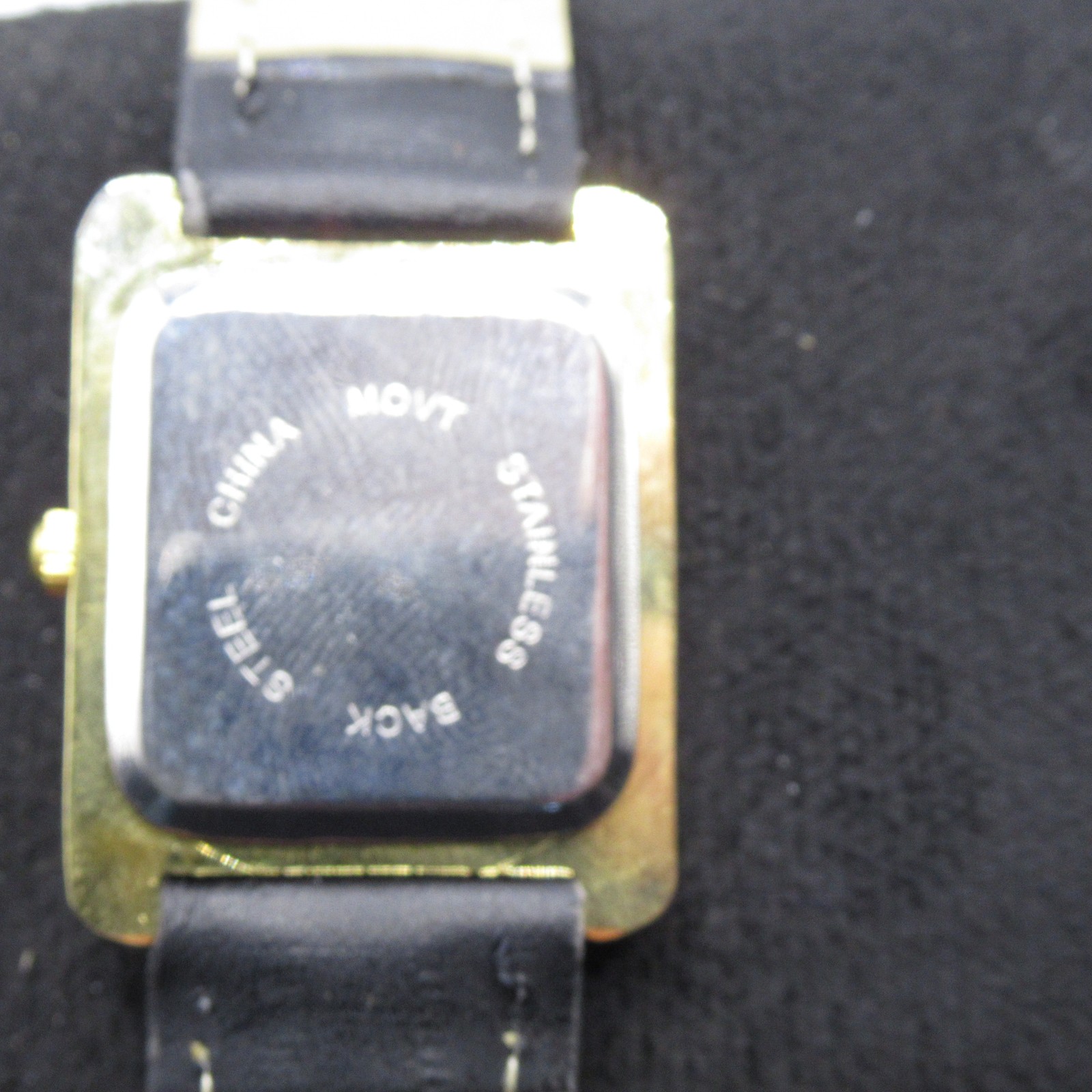 Classique Women’s Gold Tone Rectangle Quartz Watch Black Genuine Leather Band