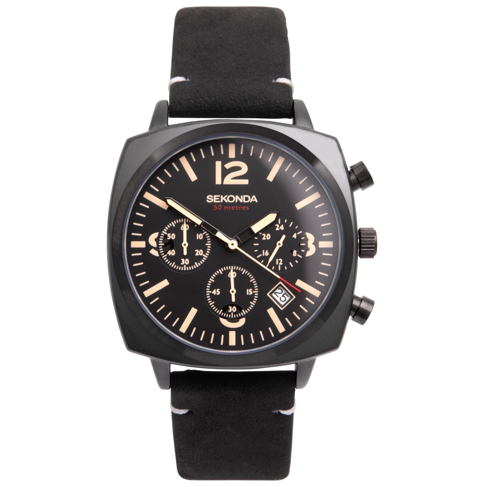 Sekonda Gents Airborne Chronograph Watch with Suede Strap 1991 RRP £89.99