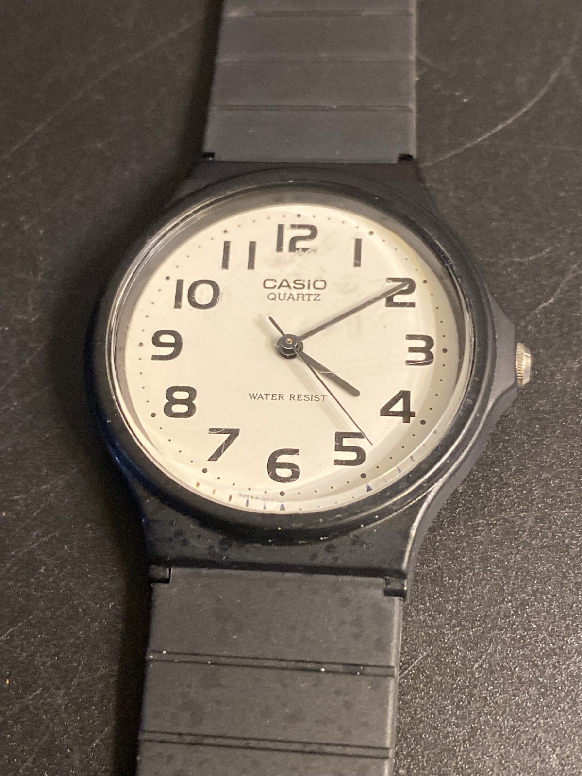 Casio MQ-24-1330 White Dial Analog Black Strap Men’s Watch, New Battery