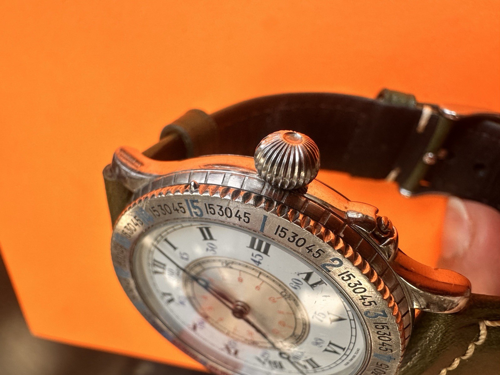 Longines Lindbergh Hour Angle Swiss Made Automatic Wristwatch Green Leather