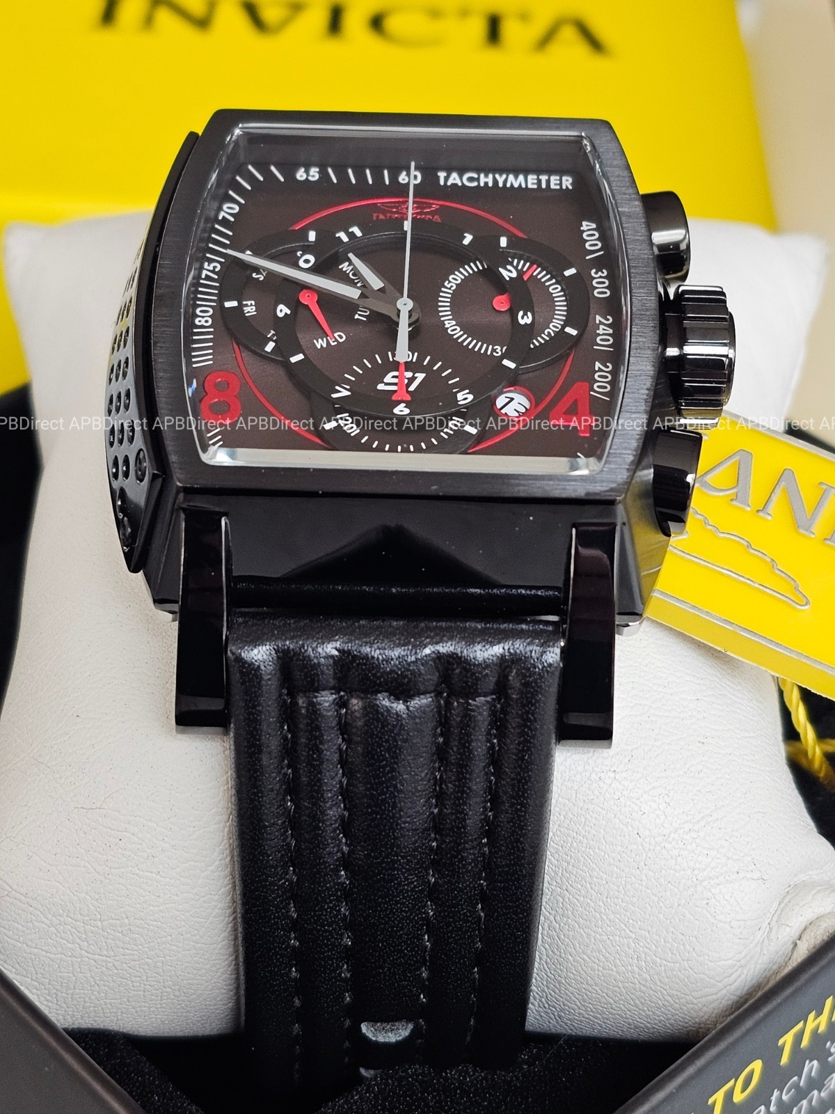 Invicta – S1 Rally – Swiss Z60 Chronograph Black / RED – Leather Mens Watch