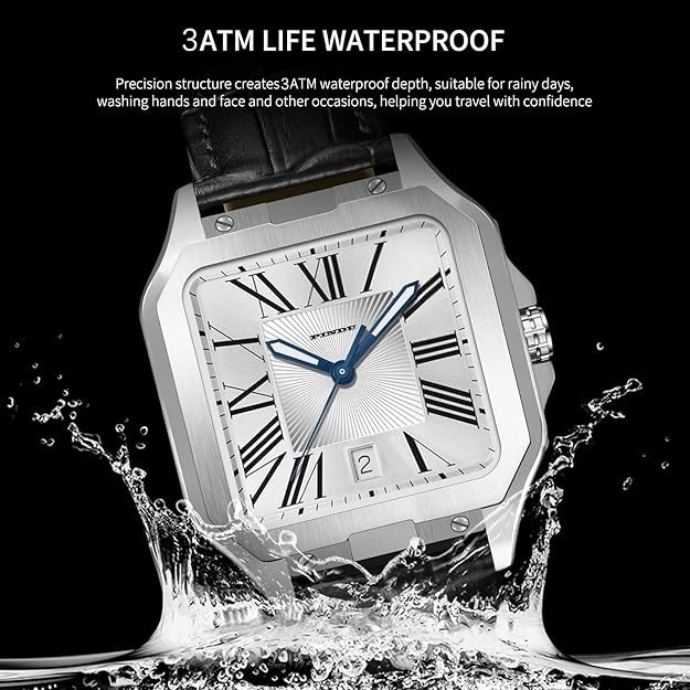 🔥USA🔥PINDU P6515 Men’s Square Watch Automatic Stainless Steel 8215 Japanese