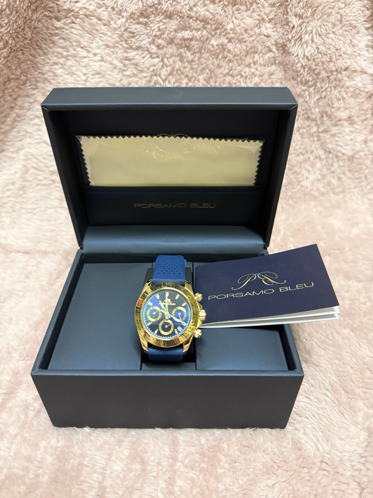 Porsamo Bleu Alexis Sport Watch Gold & Blue Silicone Strap Chronograph 924BALR