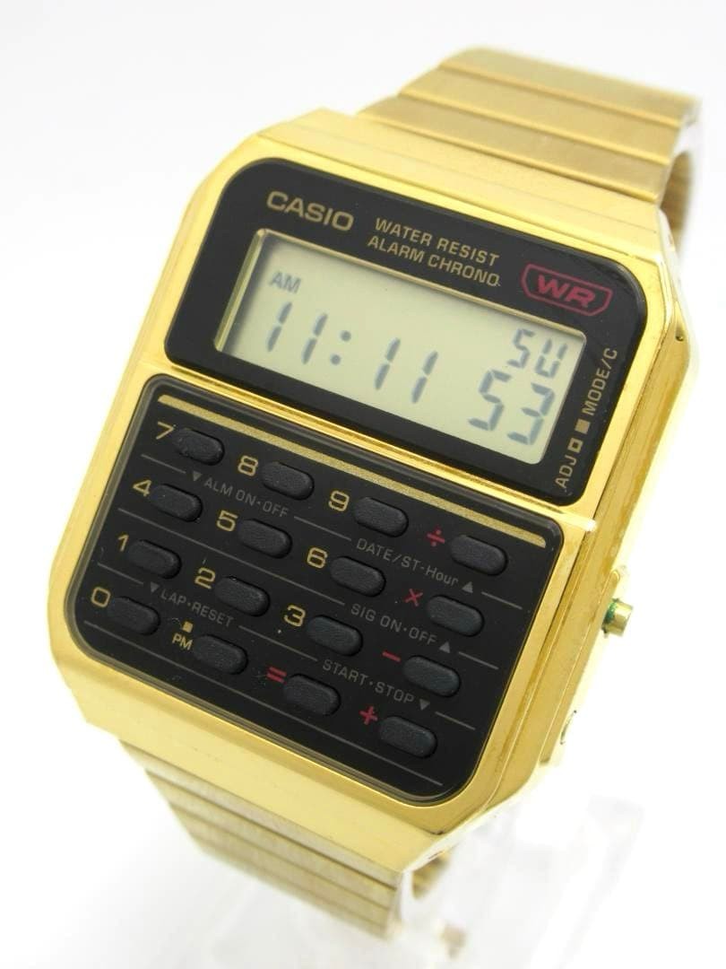 CASIO CA-500WEG-1A Calculator Data Bank Gold Wristwatch Working