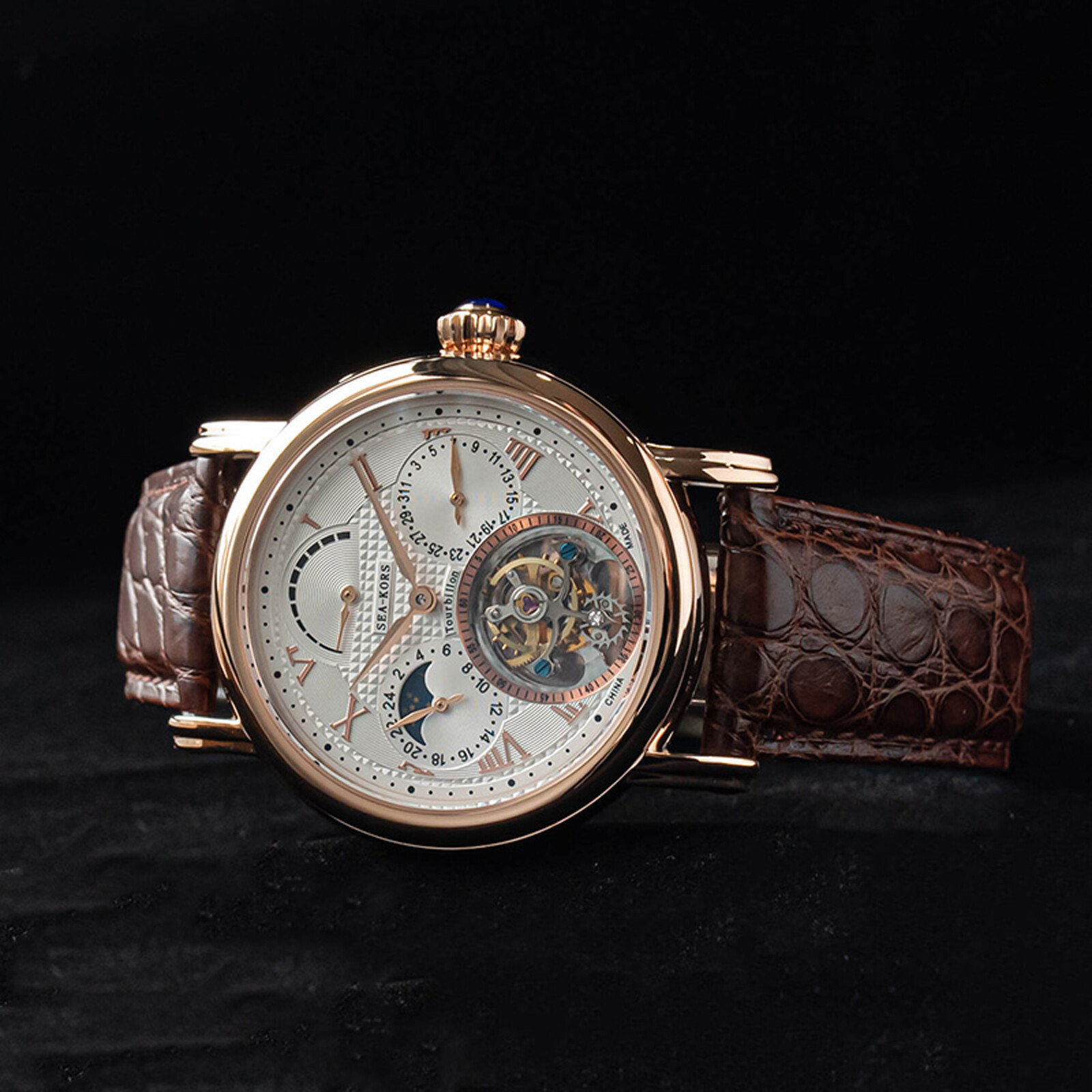 Sugess Seakors Genuine Tourbillon Seagull ST8007 Mechanical Mens Watch SE8007GW