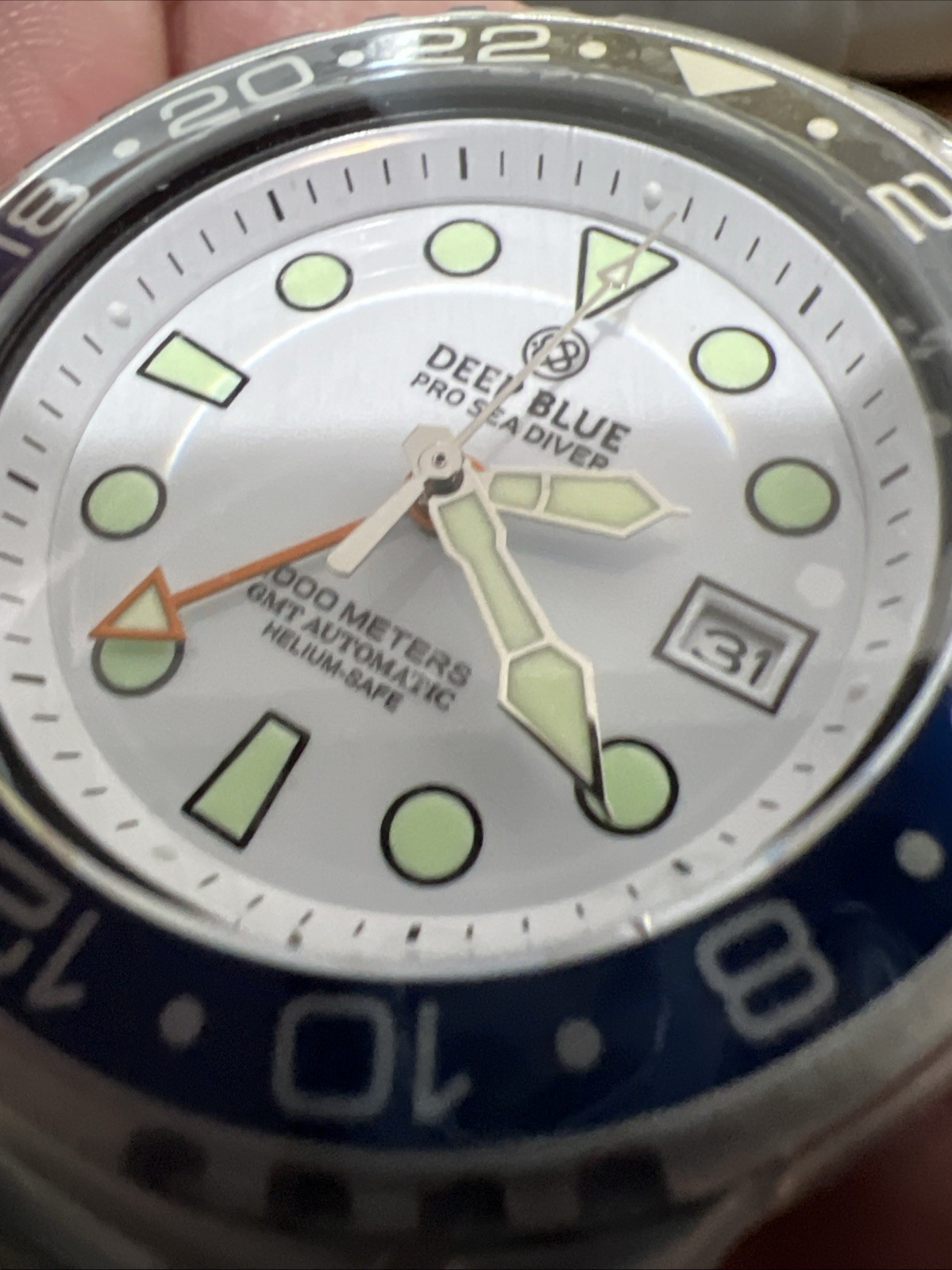 Authentic PRO SEA🎁DIVER 1000M GMT AUTOMATIC BLACK/BLUE BEZEL-WHITE DIAL (BNW)!