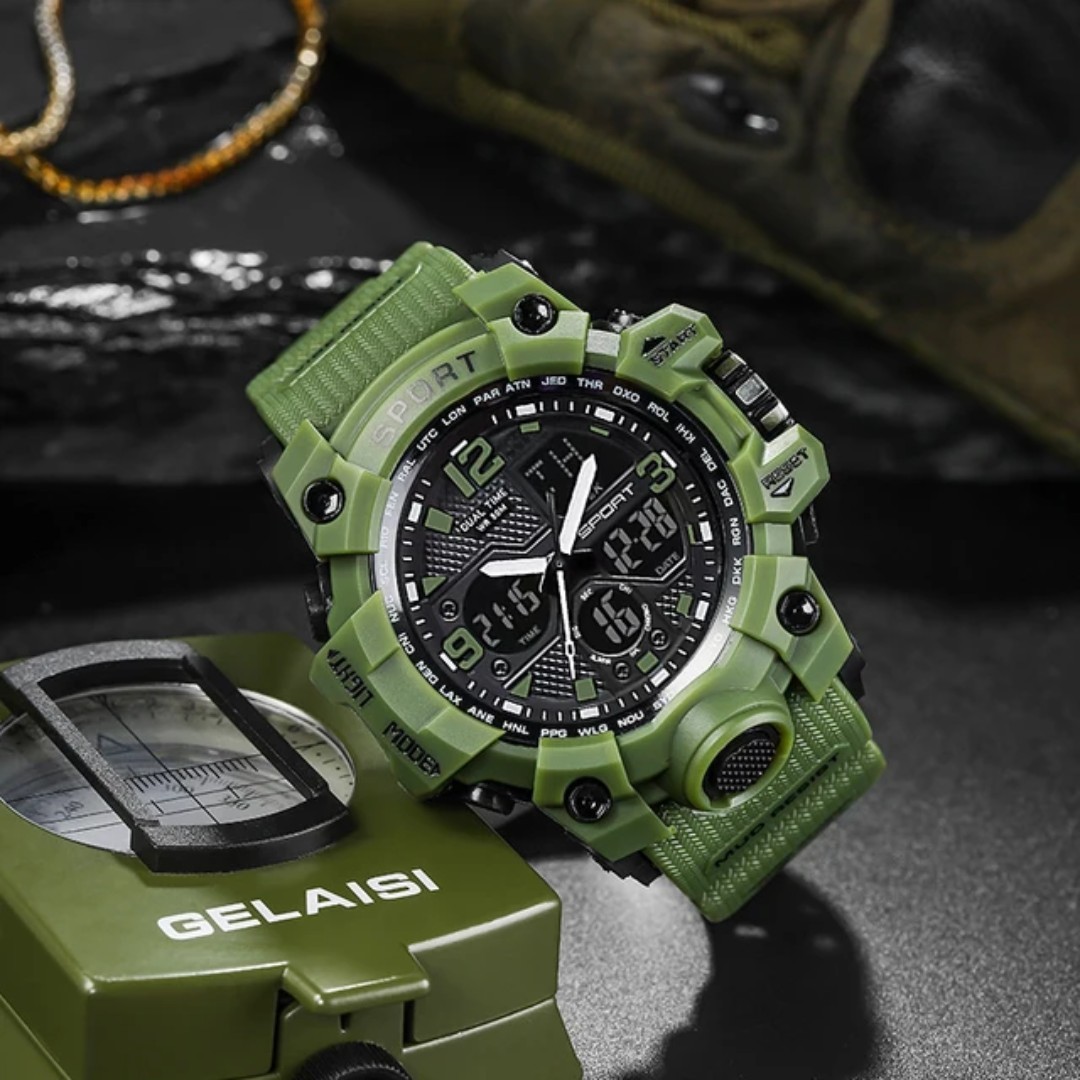 Men’s Waterproof Analog + LED Sports Watch – Bonus Battery + Free Gift & Shippin