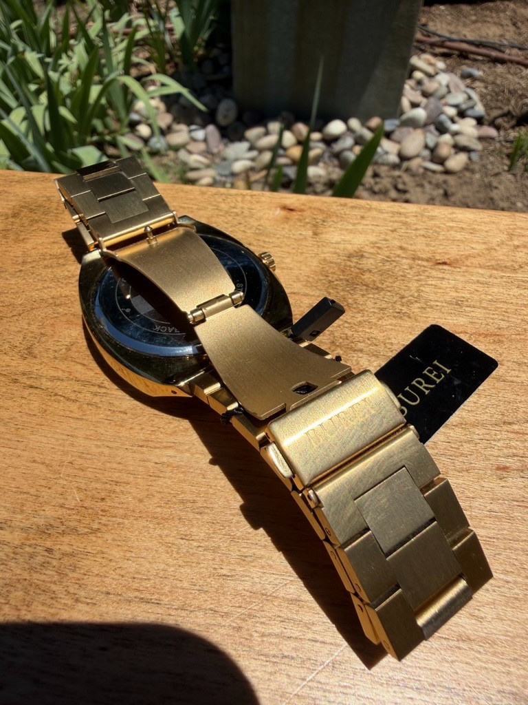 BUREI BS0104-LJJJ Quartz Watch Men Analog Stainless Steel Gold-Tone