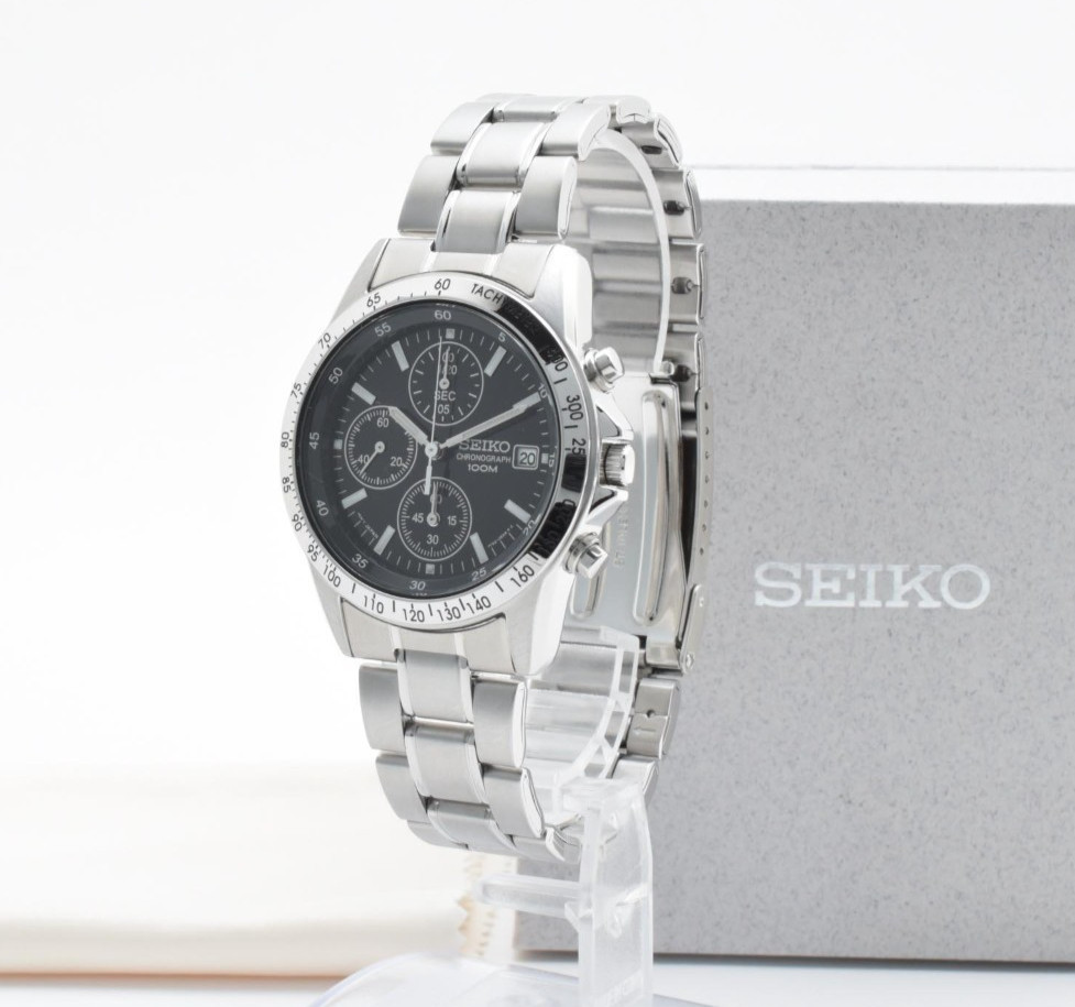 【UNUSED w/Box】SEIKO Chronograph SND367PC 7T92-0DW0 Black Dial Men’s Watch 38mm