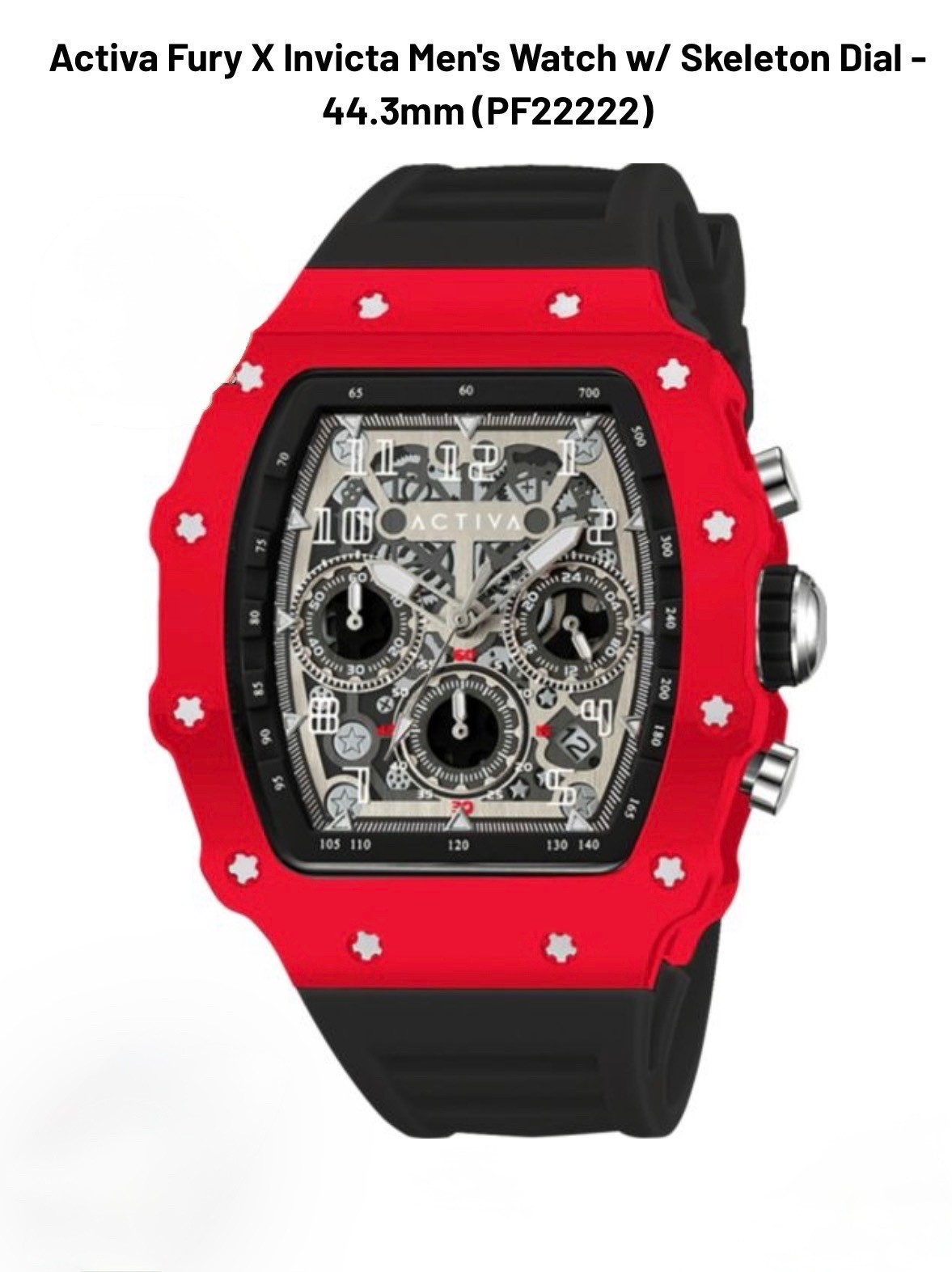 🔥 NEW Activa X Invicta 44.3mm Skeleton Dial Men’s Watch RED ACW2305-020 🔥