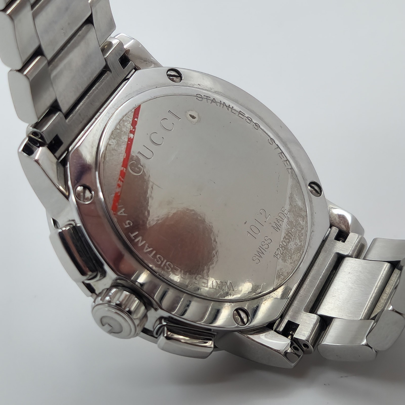 GUCCI G-CHRONO MENS $1820 SILVER ROSE GOLD ACCENTS CHRONOGRAPH WATCH YA101201